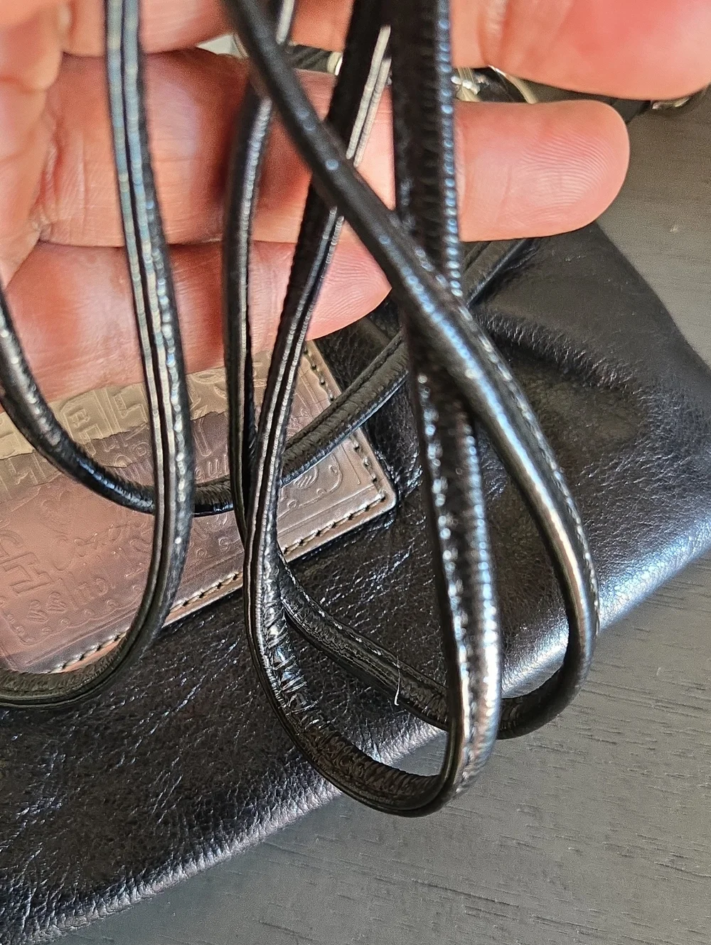 Black Leather Coach Poppy Crossbody/ Wristlet with Silver Hardware